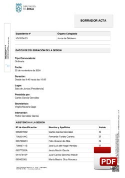 Orden del día, Pleno 23/2024 del lunes, 25 de noviembre de 2024