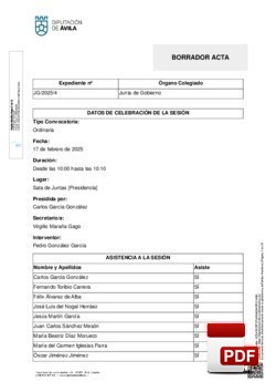 Orden del día, Pleno 4/2025 del lunes, 17 de febrero de 2025