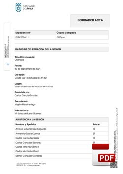 Pleno 11/2024 del lunes, 30 de septiembre de 2024