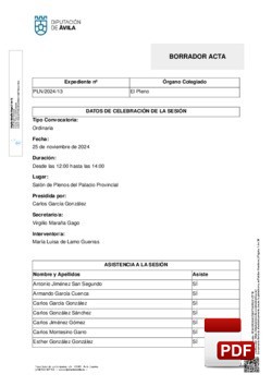 Pleno 13/2024 del lunes, 25 de noviembre de 2024